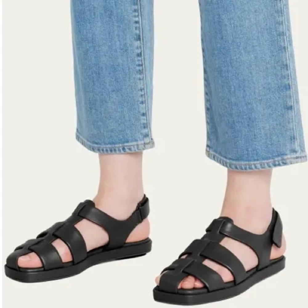 Vince Rava Black Leather Fisherman Sandals
